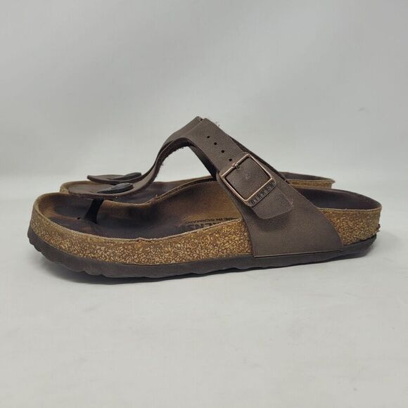 Birkenstock Sandal Women EU35 US4.5 Gizeh Brown Birko Flor Comfort Slides Thong - Picture 6 of 11